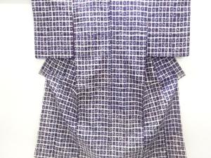 大正ロマン　変わり格子模様織出し銘仙着物